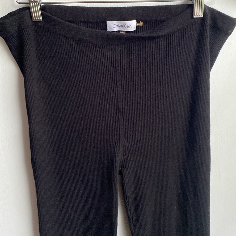 Calvin Klein Black Sweater Leggings Pants Ribbed Stretch material size Large - Picture 4 of 7